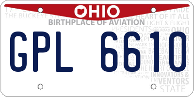 OH license plate GPL6610