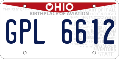 OH license plate GPL6612
