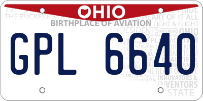 OH license plate GPL6640