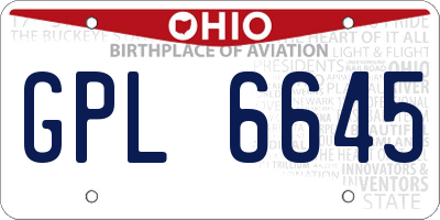 OH license plate GPL6645
