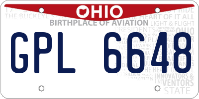 OH license plate GPL6648