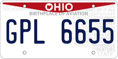 OH license plate GPL6655