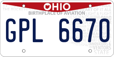 OH license plate GPL6670