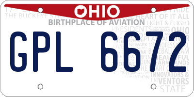 OH license plate GPL6672