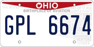 OH license plate GPL6674