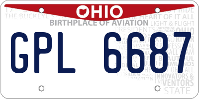 OH license plate GPL6687