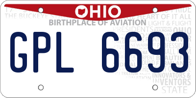 OH license plate GPL6693