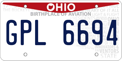 OH license plate GPL6694