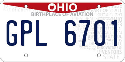 OH license plate GPL6701