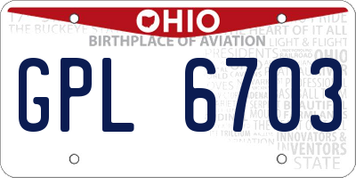 OH license plate GPL6703