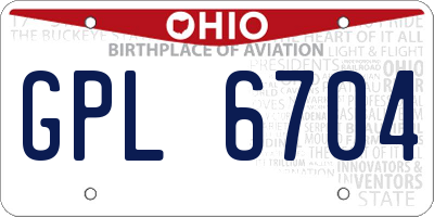 OH license plate GPL6704