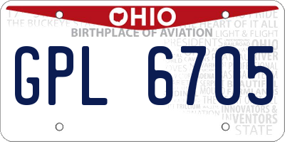 OH license plate GPL6705