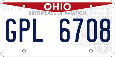 OH license plate GPL6708