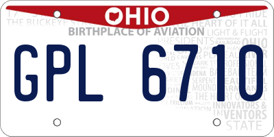 OH license plate GPL6710