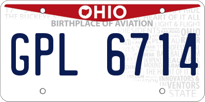 OH license plate GPL6714