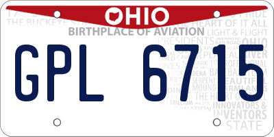 OH license plate GPL6715