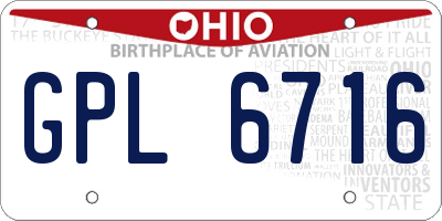 OH license plate GPL6716