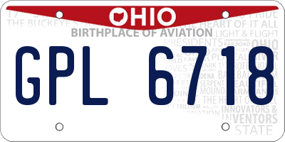 OH license plate GPL6718