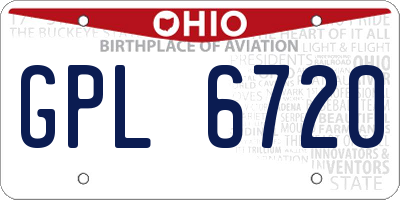 OH license plate GPL6720