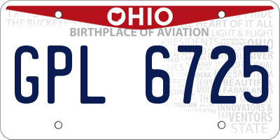 OH license plate GPL6725