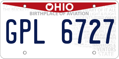 OH license plate GPL6727