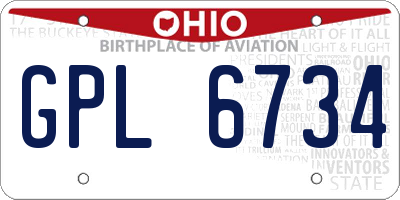 OH license plate GPL6734
