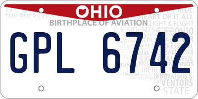 OH license plate GPL6742