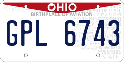 OH license plate GPL6743