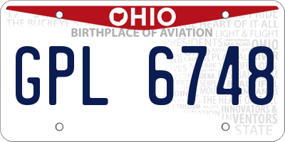 OH license plate GPL6748