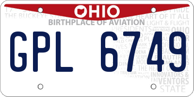 OH license plate GPL6749