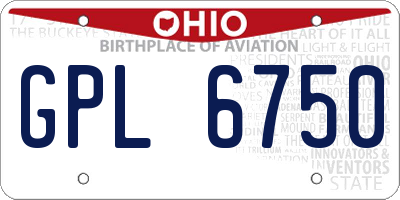 OH license plate GPL6750