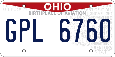 OH license plate GPL6760