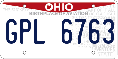 OH license plate GPL6763