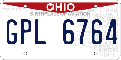 OH license plate GPL6764