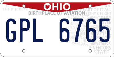 OH license plate GPL6765