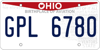 OH license plate GPL6780