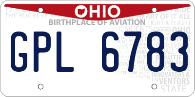 OH license plate GPL6783