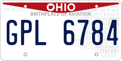 OH license plate GPL6784