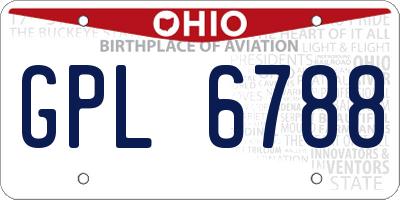 OH license plate GPL6788
