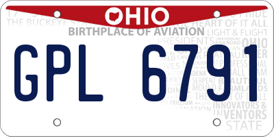 OH license plate GPL6791