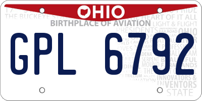OH license plate GPL6792
