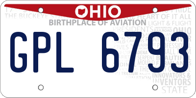 OH license plate GPL6793