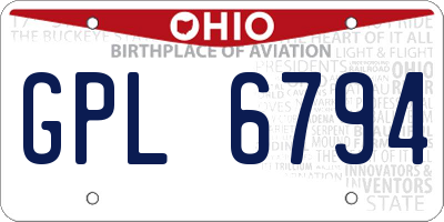OH license plate GPL6794