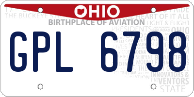 OH license plate GPL6798