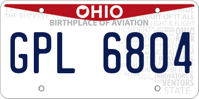 OH license plate GPL6804