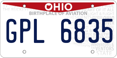 OH license plate GPL6835