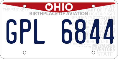 OH license plate GPL6844