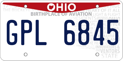 OH license plate GPL6845
