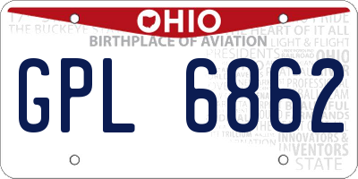 OH license plate GPL6862