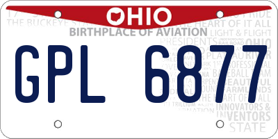 OH license plate GPL6877